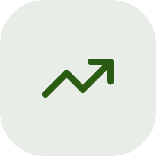 Green growth chart icon with upward arrow